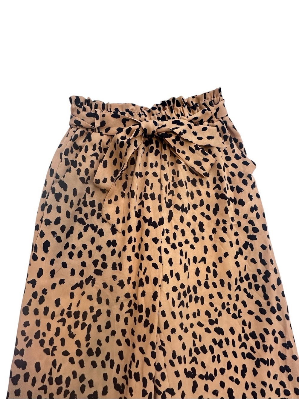 Lulu’s High Waist Leopard Pants Wide Leg Belted Palazzo Trousers pockets - Picture 2 of 7